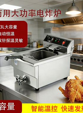 商用单缸双缸电炸炉 大容量大概率炸薯条炸鸡炉 不锈钢立式油炸锅