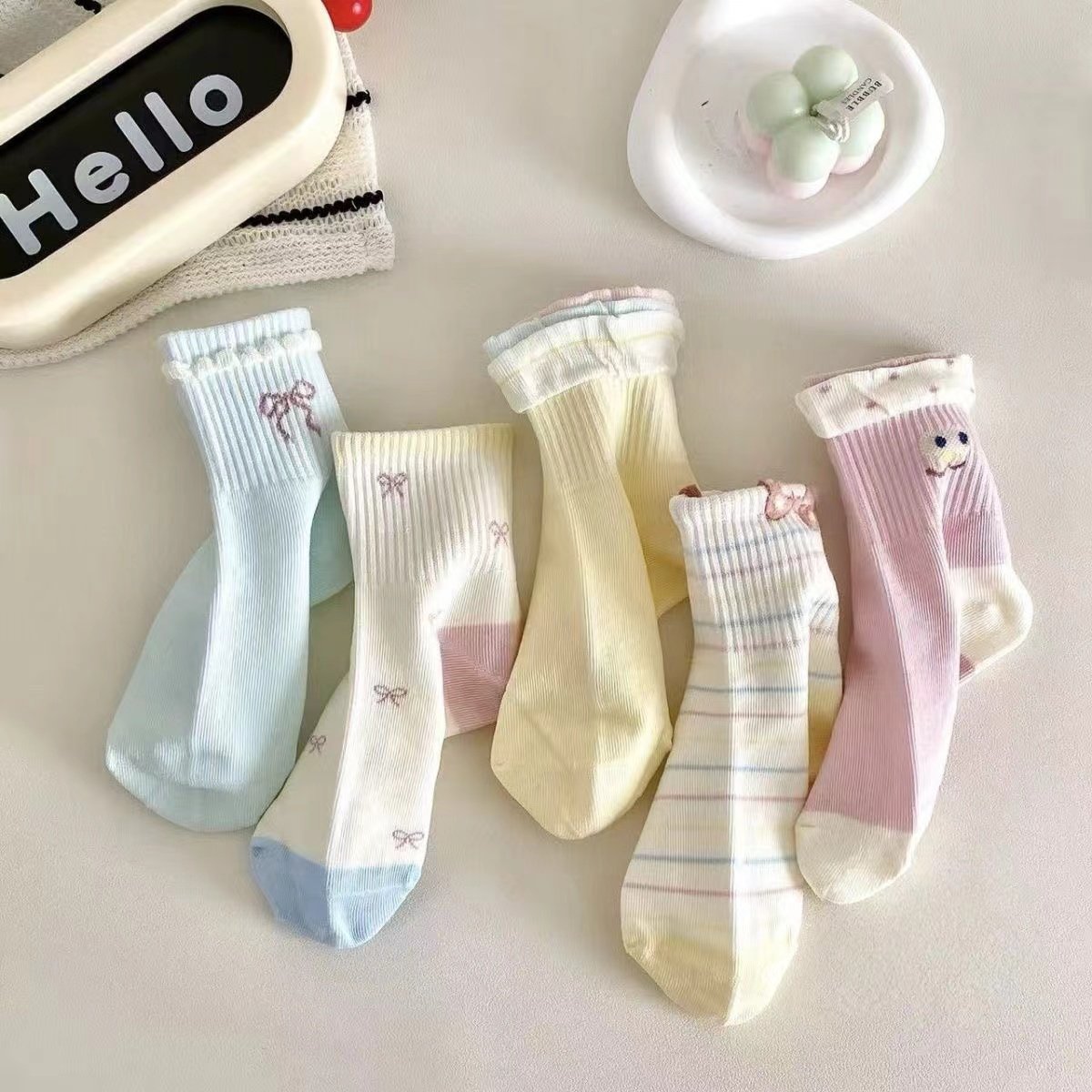 儿童袜子女童秋冬款中大童卡通中筒防臭透气女孩花边棉袜公主可爱
