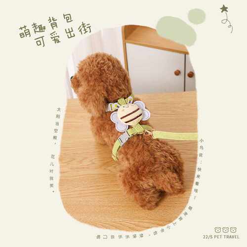 猫咪蜜蜂牵引绳遛猫兔子绳链小型犬胸背带狗绳宠物用品狗狗牵引绳
