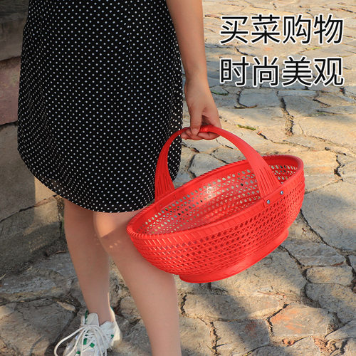 仿藤编织藤手提篮子家用买菜购物篮水果蔬菜蓝水果采摘篮野外提蓝