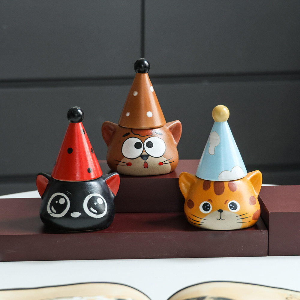 景德镇创意陶瓷桌面摆件手绘卡通可爱首饰品收纳盒棉签牙线盒,家居饰品,桌面摆件,淘宝优惠券,粉丝福利购,淘宝优惠卷