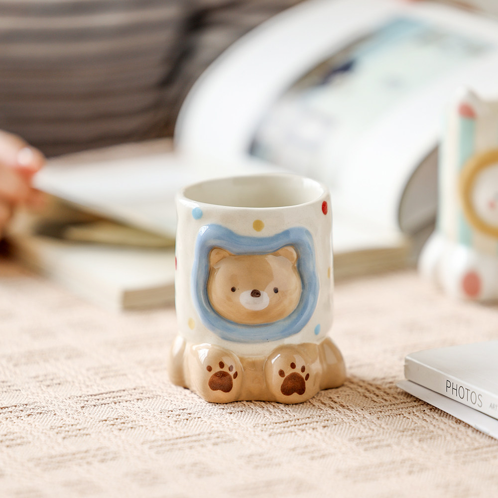 陶瓷个性小熊水杯子景德镇手工手绘创意马克杯牛奶杯釉下彩手握杯,餐饮具,马克杯,淘宝优惠券,粉丝福利购,淘宝优惠卷