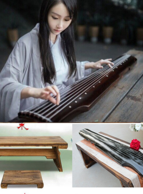 新款中国风古装摄影道具古琴黑色古筝复古表演拍照七弦伏羲琴桌子