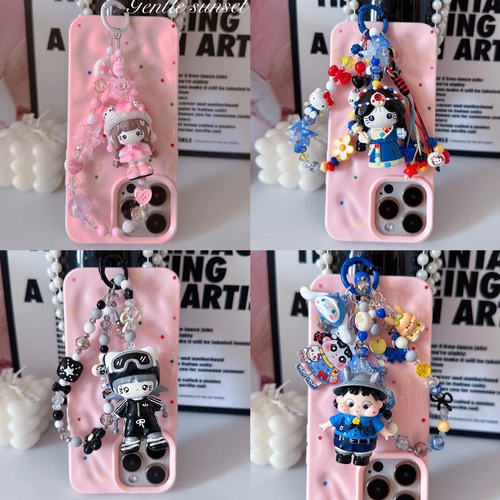 精品手工捏捏藏茶kt猫圣诞布布qoqo手机链diy钥匙扣车挂件挂饰ins