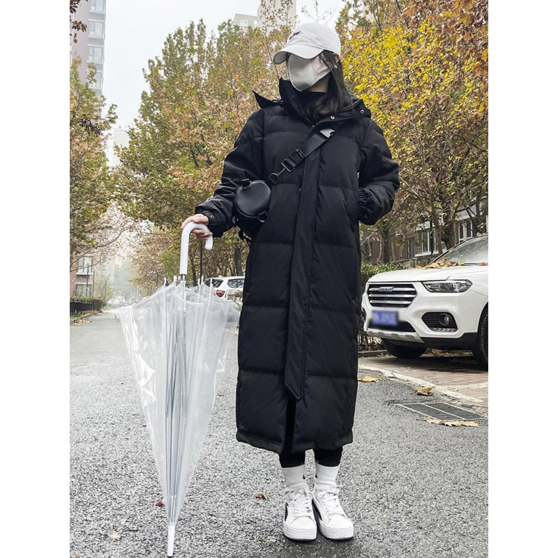 2025年新款羽绒服女中长款过膝加厚男女情侣大码宽松冬季中戏外套