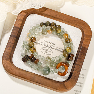 新中式天然绿发晶手串男女款招财转运珠情绪稳定手链本命年手饰品