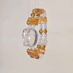 【秋日kt】甜美可爱kt猫头天然水晶手串女黄胶花手牌时尚设计批发