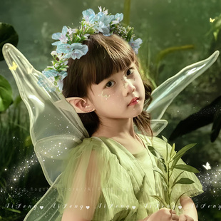 早春花环头饰森系少女连衣裙绿色小清新小女孩仿真花朵表演编发箍