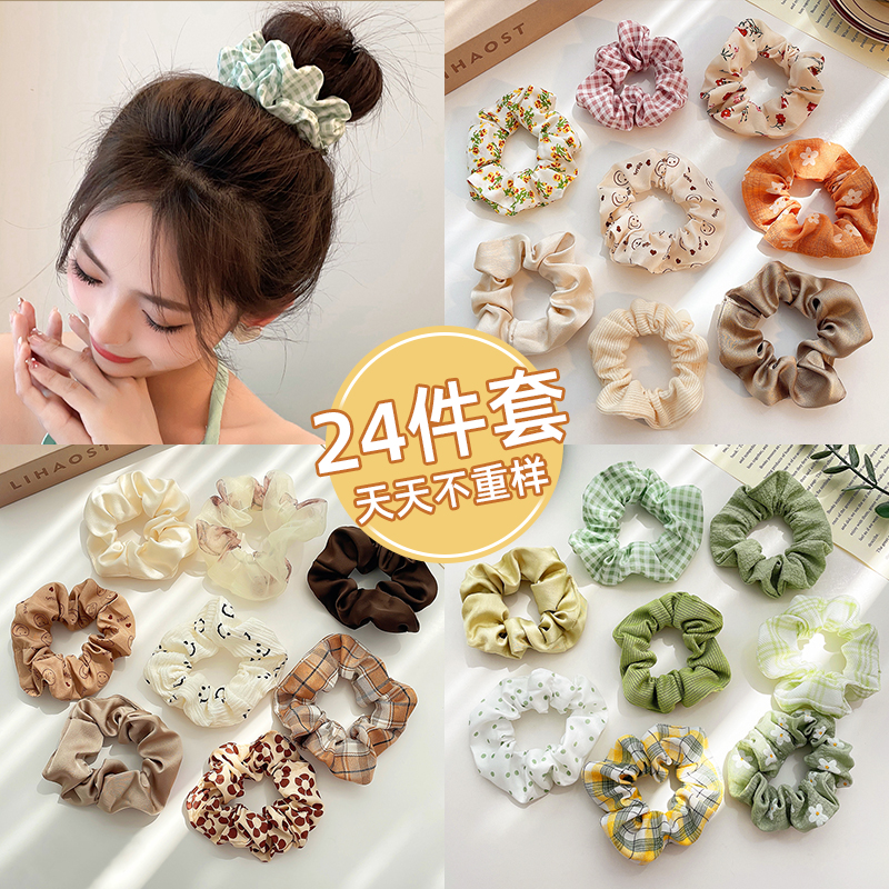 绿色系大肠发圈女高级感皮筋女扎头2025新款高弹力耐用扎发绳头饰