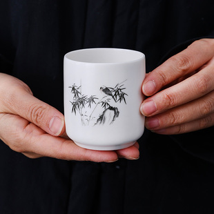 陶瓷单杯哑光主人杯品茗杯个人专用茶杯功夫茶具配件大茶杯子 中式