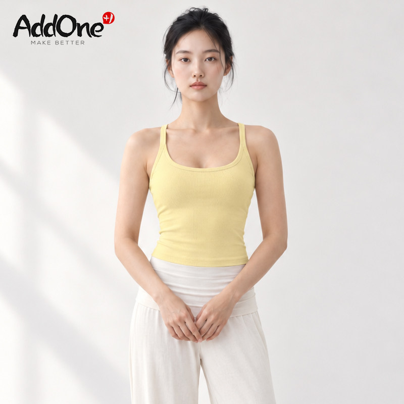 AddOneYoga 莫代尔一体式带胸垫长款运动跑步工字背心