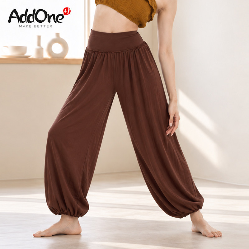 AddOne+1AddOneNew瑜伽时尚高腰小花边亲肤松弛感灯笼裤裤长偏长