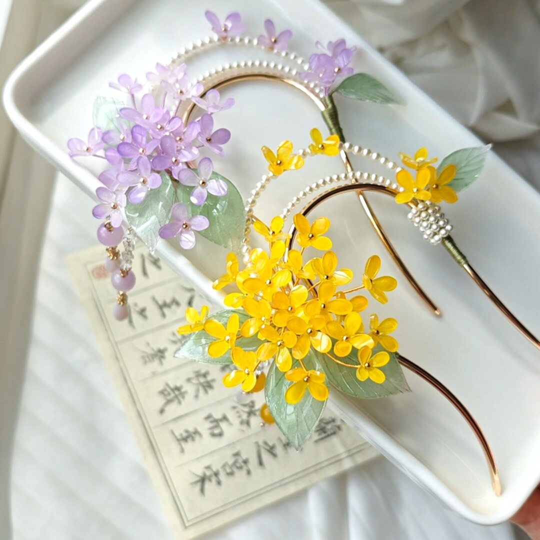 桂花簪子古风发钗古典旗袍配饰中国风少女日常盘发步摇流苏发簪