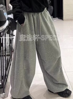 【现货】灰色卫裤休闲裤女2025新款秋冬高腰宽松阔腿收脚裤长裤Q