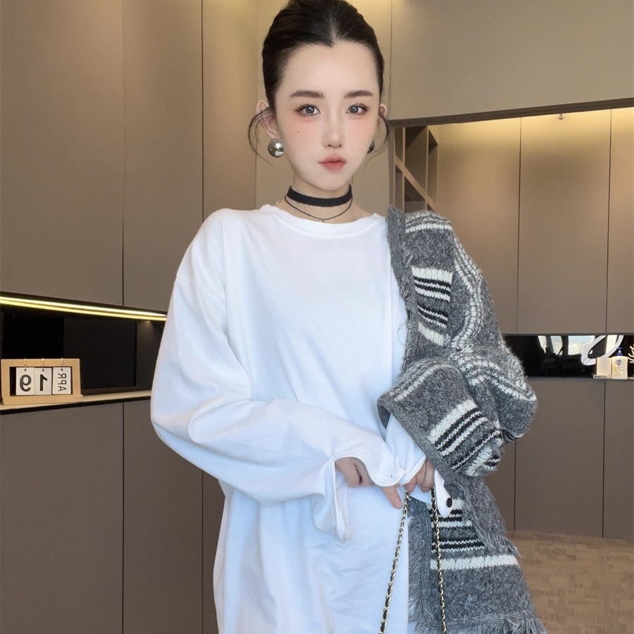 纯色长袖T恤女2025新款