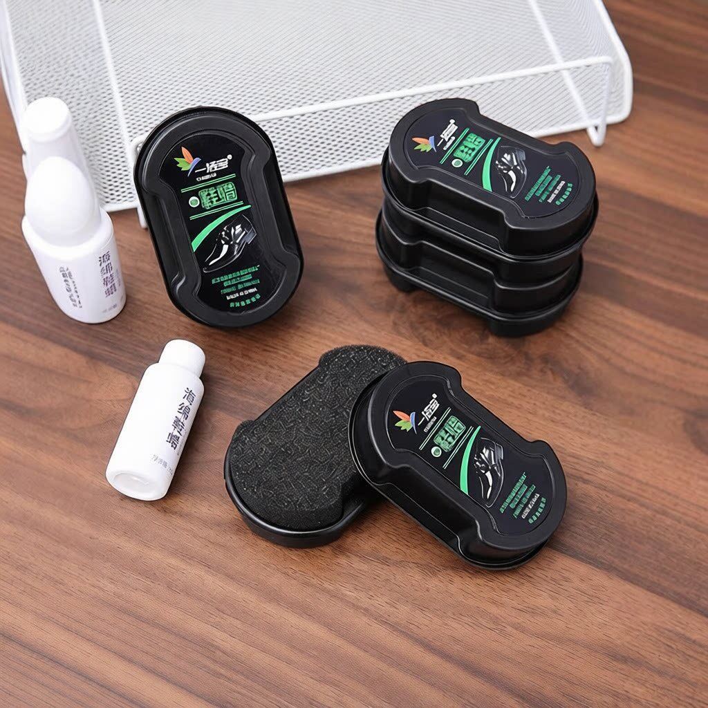 皮鞋擦鞋器鞋油鞋刷一体双面海绵去污保养蜡黑色通用皮鞋养护油