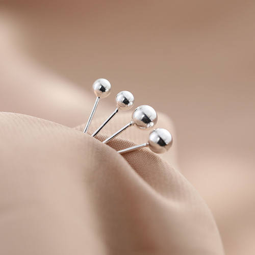 999足银迷你圆珠耳钉睡觉洗澡