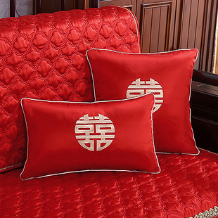 红色沙发靠垫婚庆红色刺绣靠垫喜枕婚房布置 结婚抱枕婚庆靠垫中式