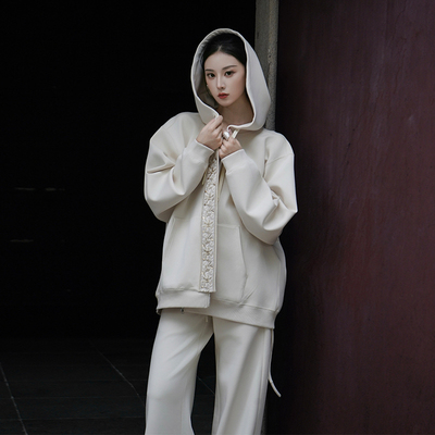 澄渔高定【璞见】新中式店主自留鼎级100杜邦绒卫衣裙/裤三件套装