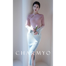 渐变羊绒羊毛珍珠盘扣针织旗袍连衣裙 新中式 澄渔高定 洛神美人