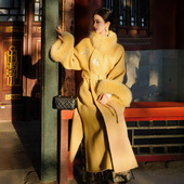 新中式 澄渔高定 凤栖琥珀 鎏金琥珀刺绣桑蚕丝骆驼绒大衣外套