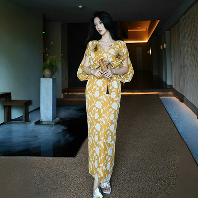 澄渔新中式鎏金海棠剪花连衣裙