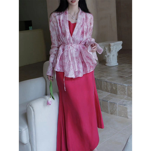 摩根粉宝石 直播专属 澄渔高定 防晒衫 晕染印花天丝麻开衫