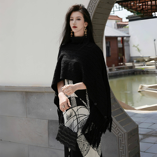 黑巴素兰羊毛流苏披肩背心裙套装 新中式 毕加索之眸 澄渔高定