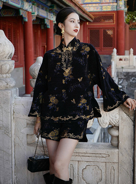 澄渔高定【宫玦】新中式菲遗瑰宝级真丝羊毛金线刺绣可选三件套装