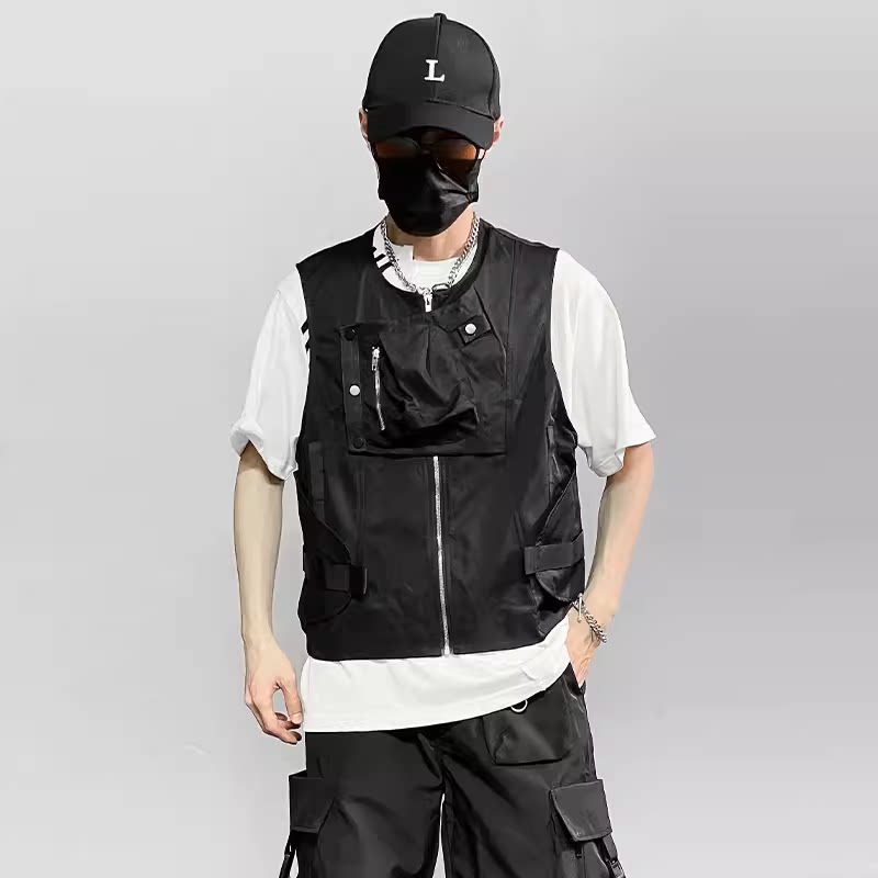 户外机车骑行马甲男夏ins设计感