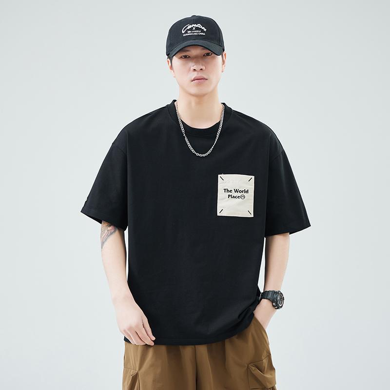潮牌宽松上衣服休闲圆领半袖t血
