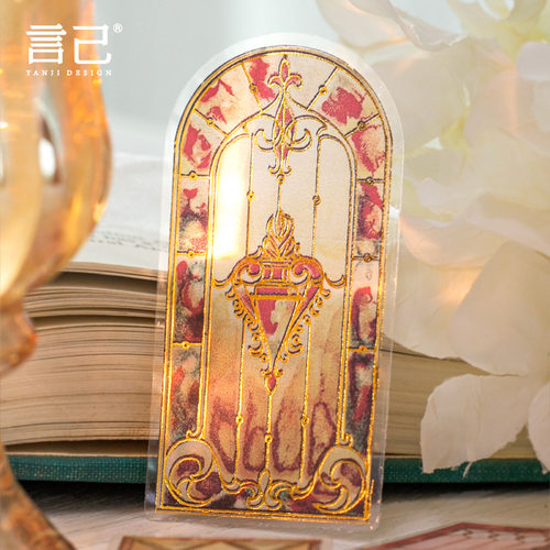 烫金PET贴纸复古花砖复古窗主题