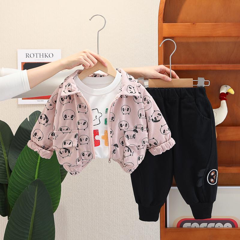 婴儿衣服春季韩版纯棉时髦可爱外套三件套1一2岁小女孩宝宝春秋装