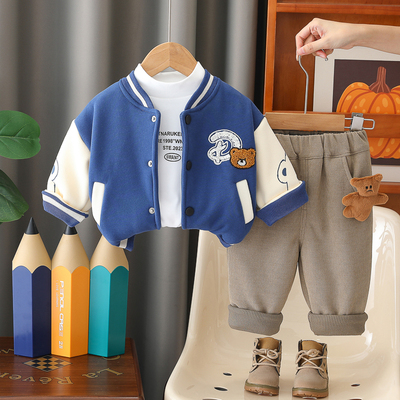 儿童男童一体加绒三件套