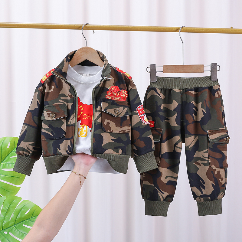 儿童迷彩服外套春秋款套装2025新款男孩特种兵秋季运动酷帅两件套
