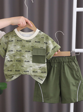 婴儿衣服小男孩短袖外出服套装