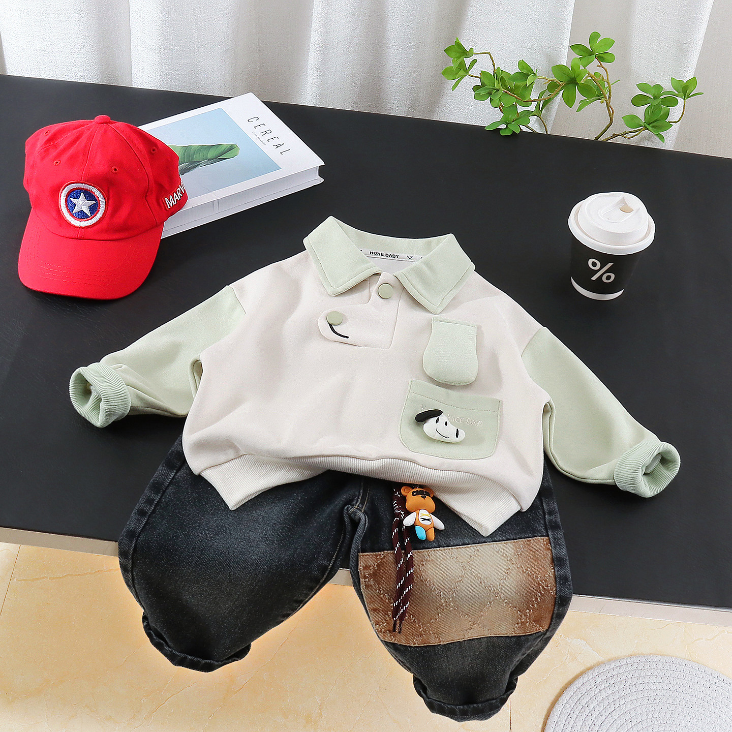 男童春装套装春秋2026新款洋气时髦小童卫衣裤子1岁3宝宝男外套潮