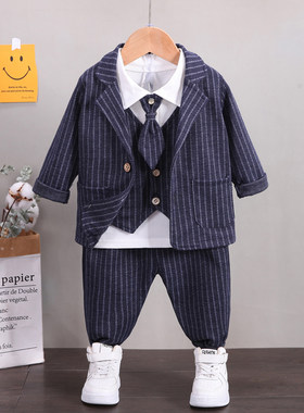 宝宝帅气衣服小童儿童西装四件套