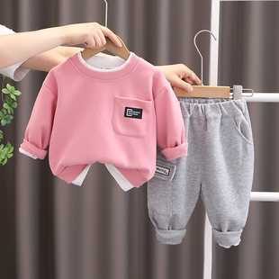 宝宝春装套装男宝女宝春秋卫衣裤子1一2岁2026新款洋气男女童外套