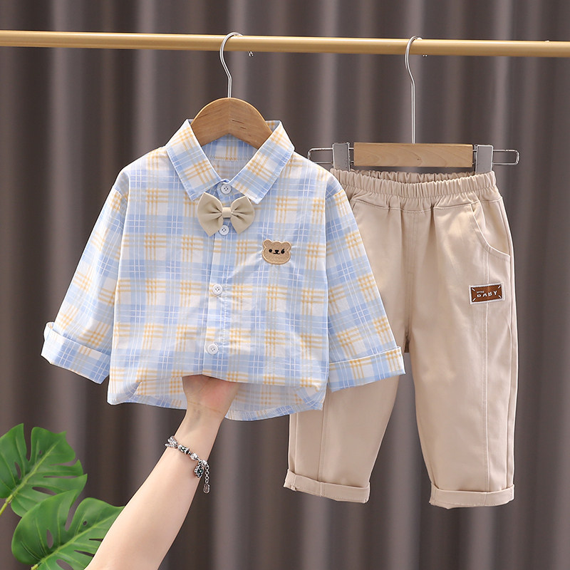 2026男童套装春装4时髦衬衫两件套1岁宝宝洋气衣服春秋季婴儿小孩
