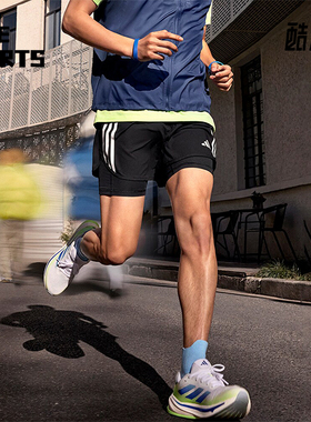 Adidas/阿迪达斯正品OTR E 3S 2IN1 S男士跑步运动短裤IQ3808