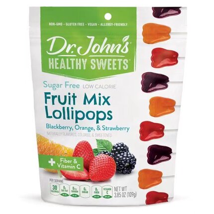 美国进口Dr.John‘s约翰博士木糖醇水果棒棒糖零食儿童解馋硬糖果