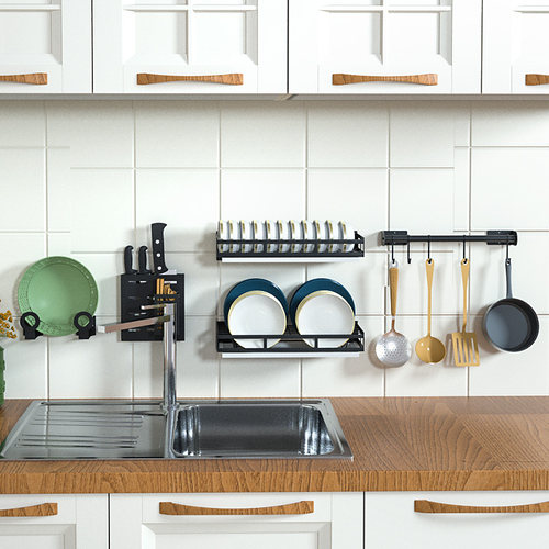 不锈钢免钉置物架碗碟架调味架