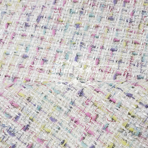 羽毛亮丝粗花呢布料大牌同款