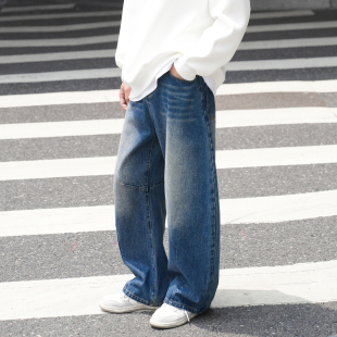 水洗宽松廓形潮流长裤 春秋重磅弯刀裤 男420g新款 GOGOSOON牛仔裤