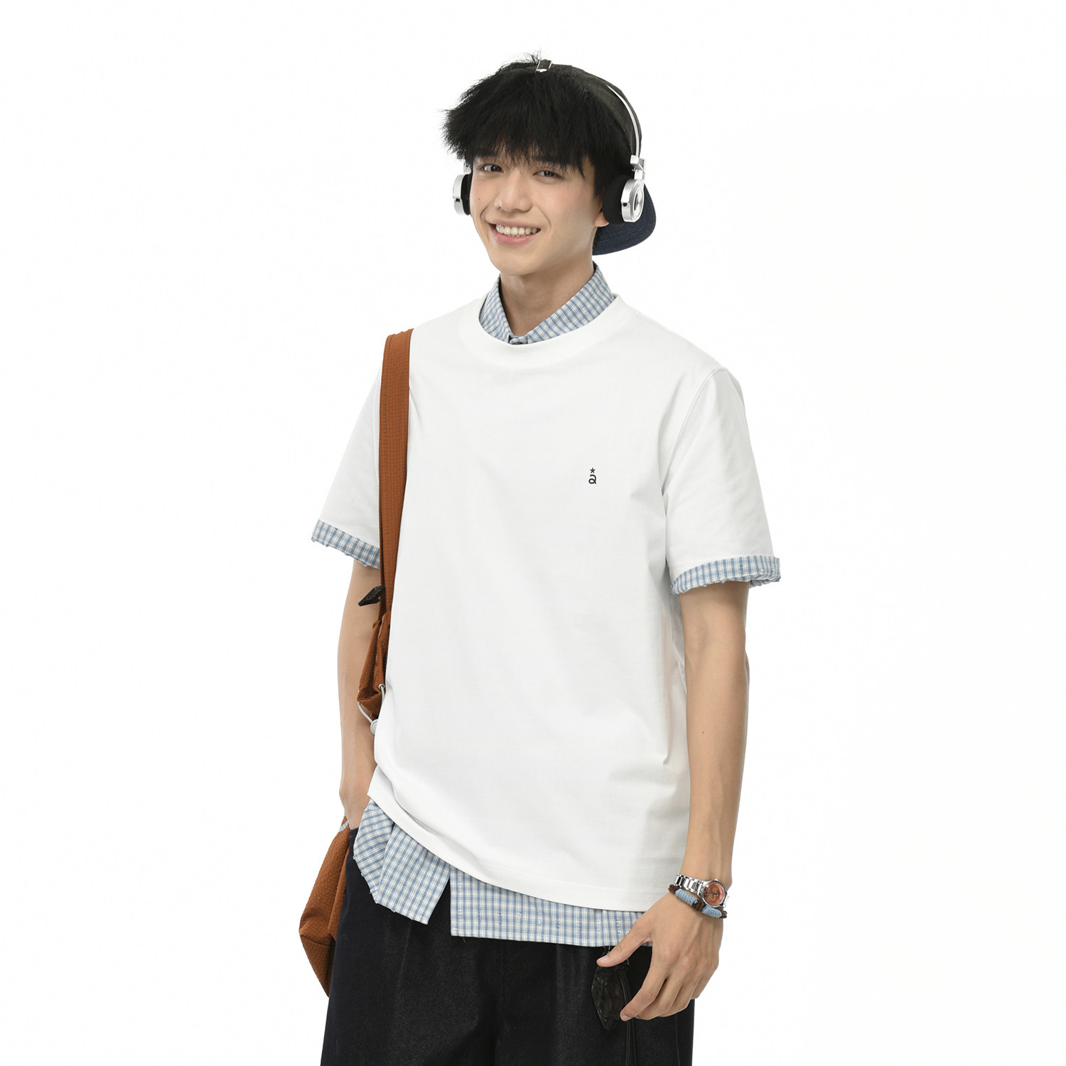GOGOSOON 娜维棉260g凉感速干防晒短袖T恤男夏季宽松简约字母胶印图片