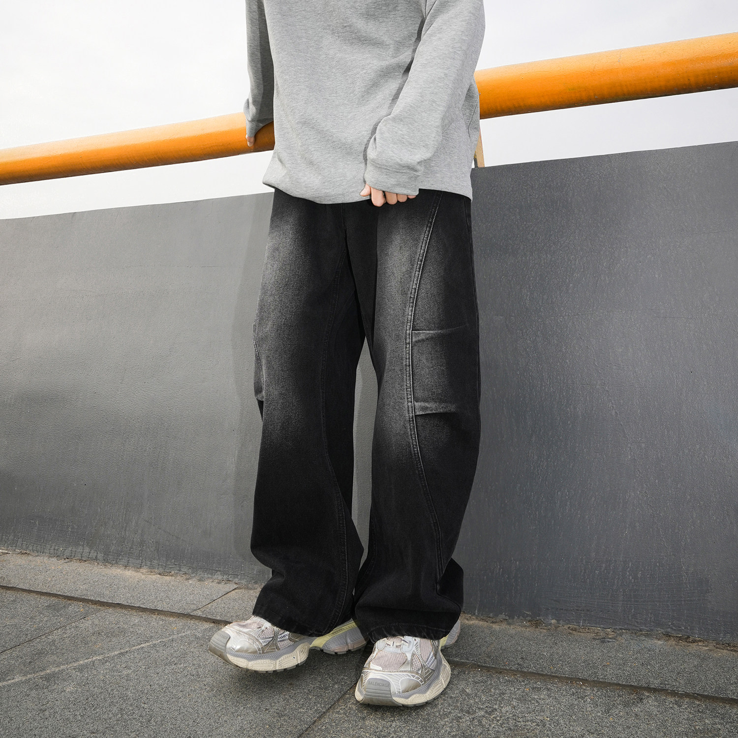 GOGOSOON春秋新款美式复古宽松弯刀牛仔裤男420g学生潮流直筒裤子,男装,牛仔裤,淘宝优惠券,粉丝福利购,淘宝优惠卷