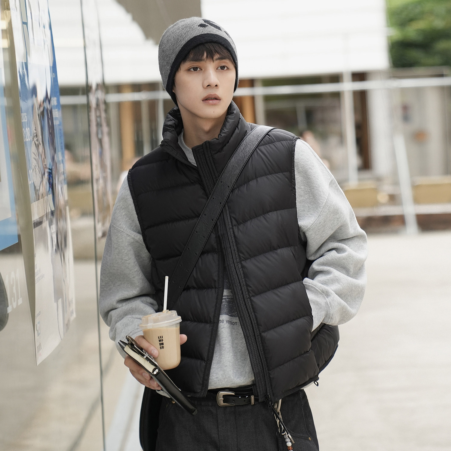 GOGOSOON轻薄排骨羽绒服马甲男冬季白鸭绒立领保暖休闲无袖外套潮