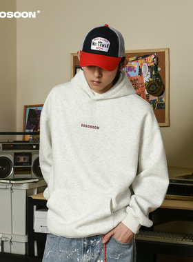 GOGOSOON连帽卫衣男400g新款2025春秋重磅cleanfit运动套头带帽潮