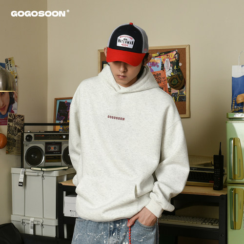 GOGOSOON男装400g连帽卫衣春秋新款青少年重磅带帽潮牌高级感内搭